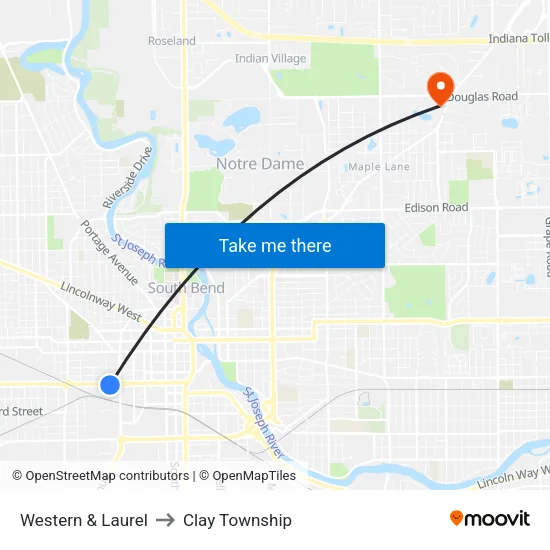 Western & Laurel to Clay Township map