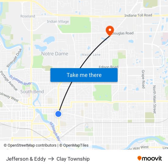 Jefferson & Eddy to Clay Township map