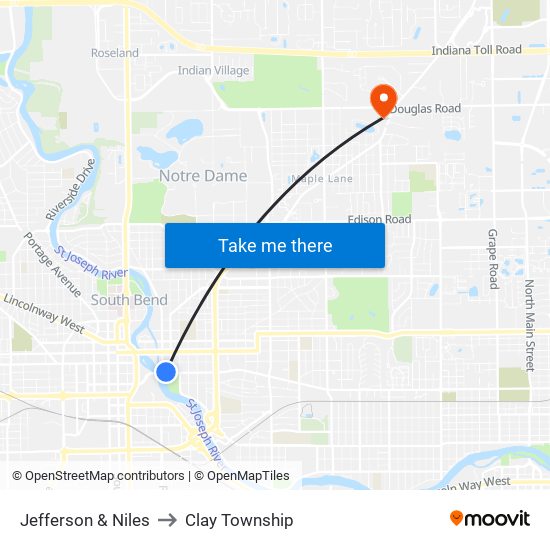 Jefferson & Niles to Clay Township map