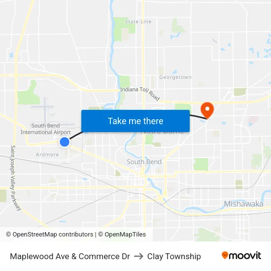 Maplewood & Commerce to Clay Township map