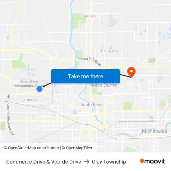 Commerce Drive & Voorde Drive to Clay Township map