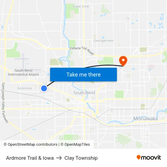 Ardmore Trail & Iowa to Clay Township map