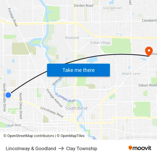 Lincolnway & Goodland to Clay Township map