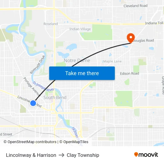Lincolnway & Harrison to Clay Township map