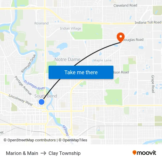 Marion & Main to Clay Township map