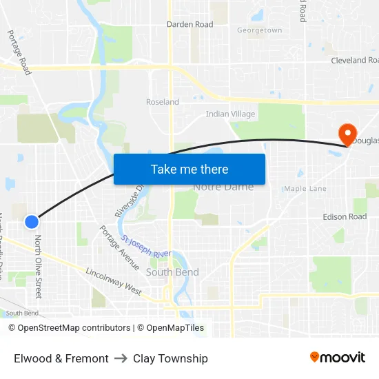Elwood & Fremont to Clay Township map