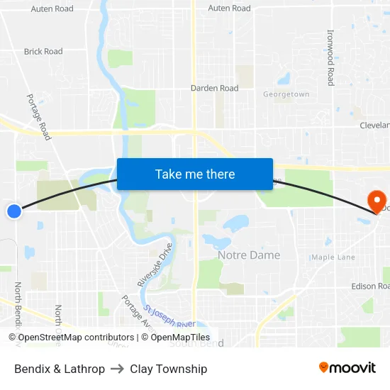 Bendix & Lathrop to Clay Township map