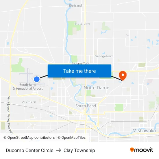 Ducomb Center Circle to Clay Township map