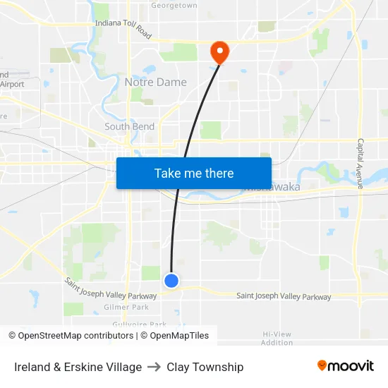 Ireland & Erskine Village to Clay Township map