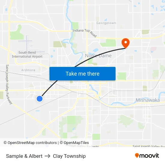 Sample & Albert to Clay Township map