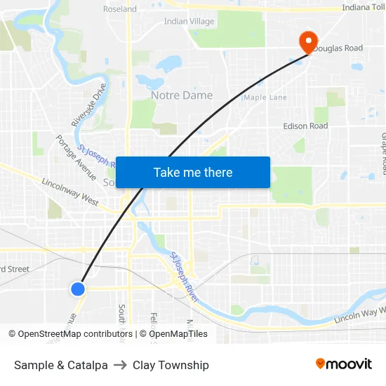 Sample & Catalpa to Clay Township map