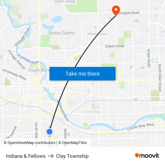 Indiana & Fellows to Clay Township map