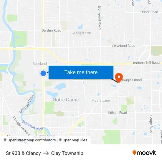Sr 933 & Clancy to Clay Township map