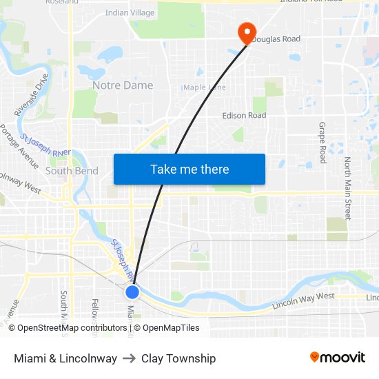 Miami & Lincolnway to Clay Township map