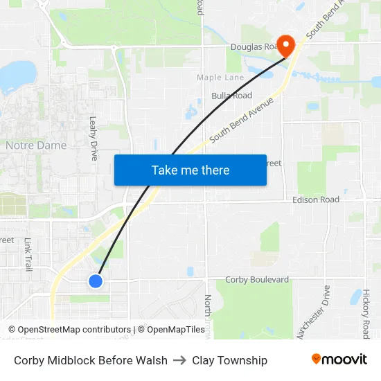 Corby Midblock Before Walsh to Clay Township map