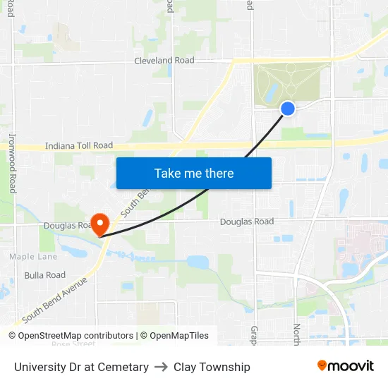 University Dr at Cemetary to Clay Township map