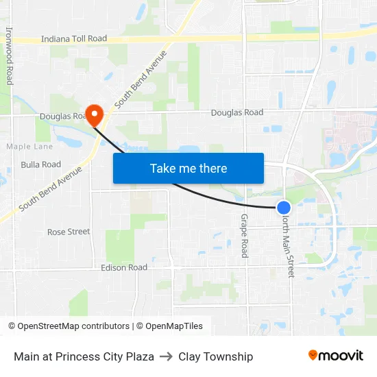 Main at Princess City Plaza to Clay Township map