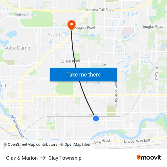 Clay & Marion to Clay Township map