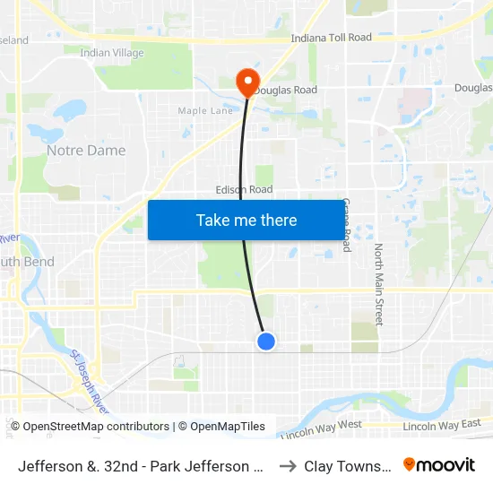 Jefferson &. 32nd - Park Jefferson Apts. to Clay Township map