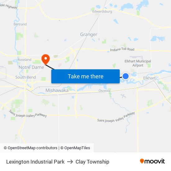 Lexington Industrial Park to Clay Township map