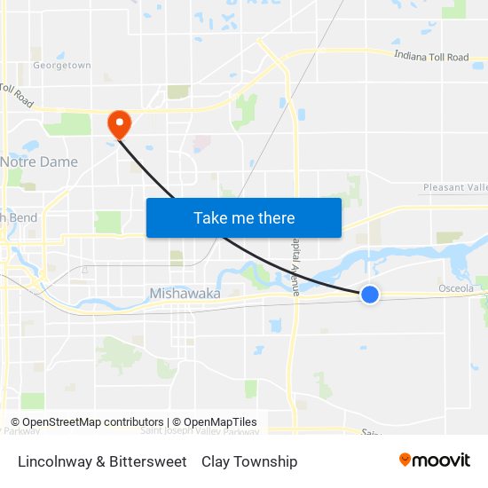 Lincolnway & Bittersweet to Clay Township map