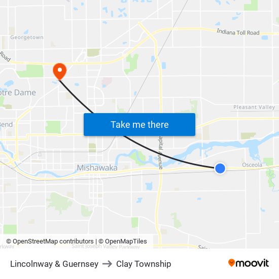 Lincolnway & Guernsey to Clay Township map