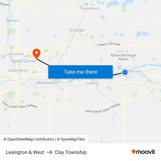 Lexington & West to Clay Township map