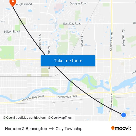 Harrison & Bennington to Clay Township map