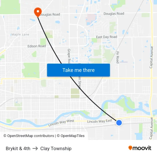 Brykit & 4th to Clay Township map