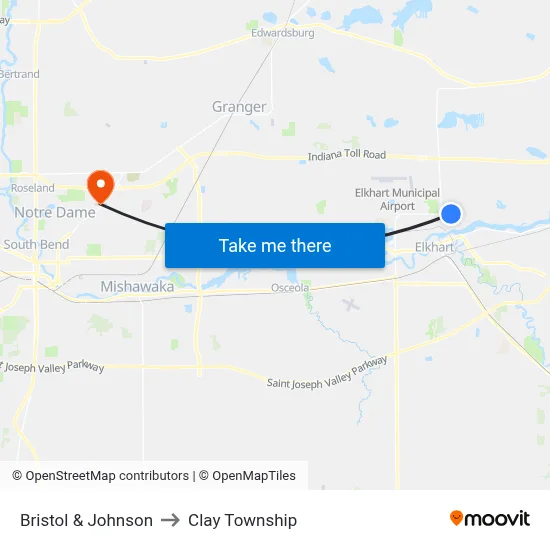Bristol & Johnson to Clay Township map