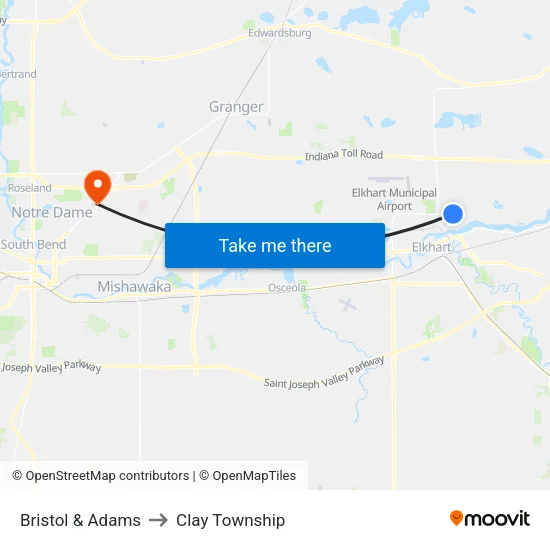 Bristol & Adams to Clay Township map