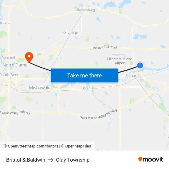 Bristol & Baldwin to Clay Township map