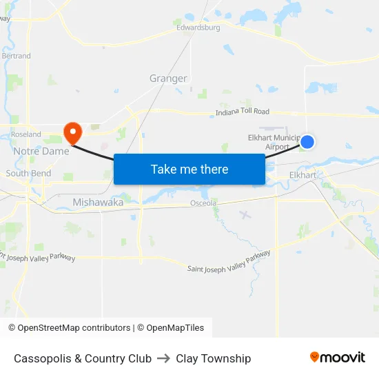 Cassopolis & Country Club to Clay Township map