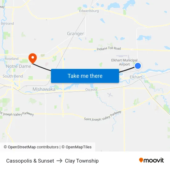 Cassopolis & Sunset to Clay Township map
