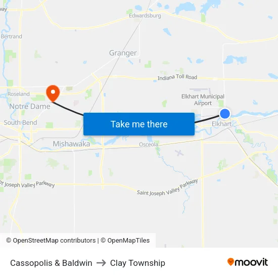 Cassopolis & Baldwin to Clay Township map