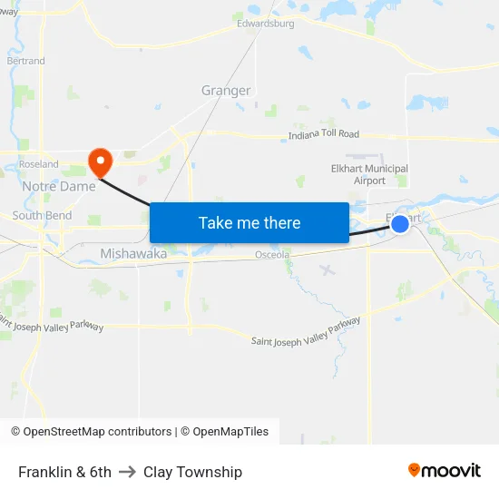 Franklin & 6th to Clay Township map