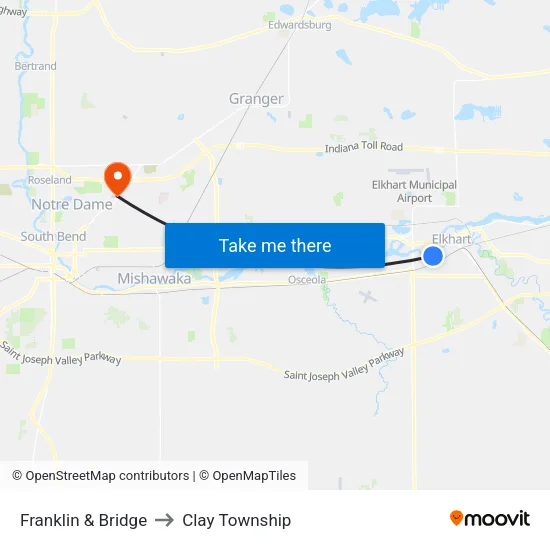 Franklin & Bridge (Out) to Clay Township map