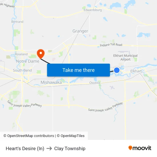Heart's Desire (In) to Clay Township map