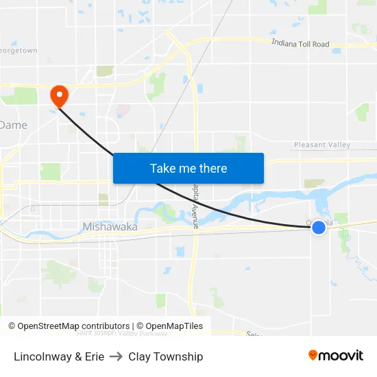 Lincolnway & Erie (Out) to Clay Township map