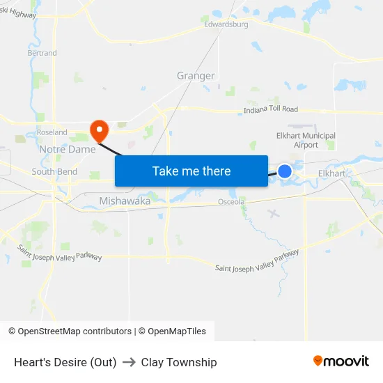 Heart's Desire (Out) to Clay Township map