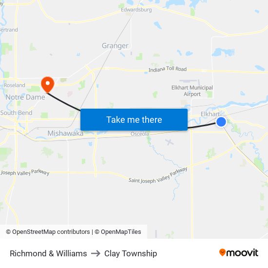 Richmond & Williams to Clay Township map