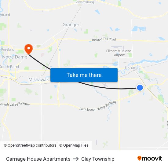 Carriage House Apartments to Clay Township map