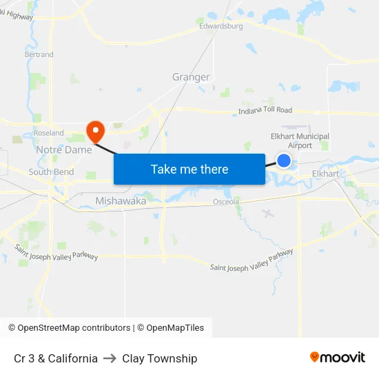 Cr 3 & California to Clay Township map