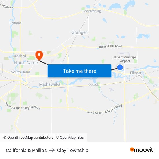 California & Philips to Clay Township map