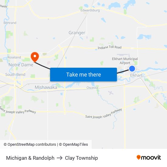 Michigan & Randolph to Clay Township map