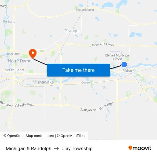 Michigan & Randolph to Clay Township map