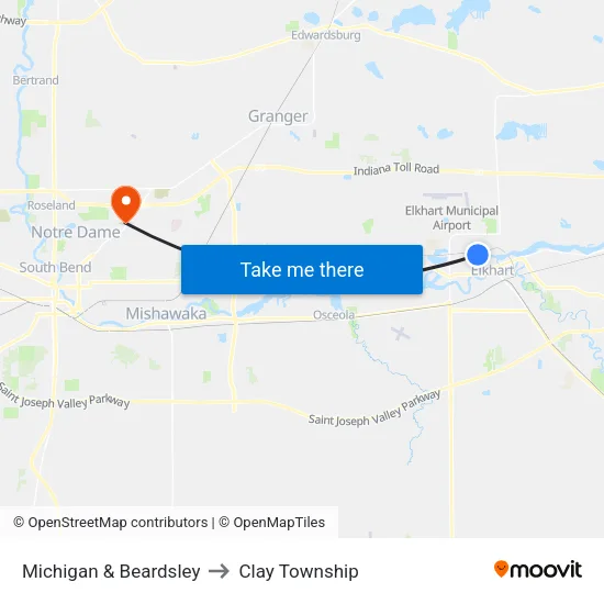 Michigan & Beardsley to Clay Township map
