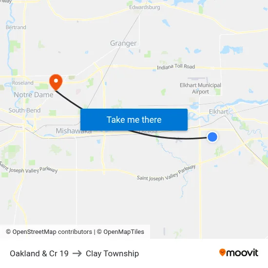 Oakland & Cr 19 to Clay Township map