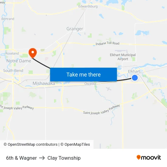 6th & Wagner to Clay Township map