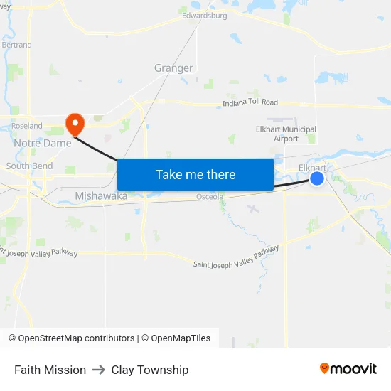 Faith Mission to Clay Township map